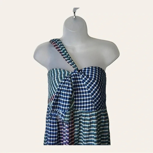 1014. Anthropologie MAEVE WEAVERLY‎ ONE SHOULDER DRESS MIDI LENGTH SIZE 2 - Picture 5 of 11